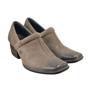 Born Kinneys Leather Booties Brown Women’s Size 7.5M Chunky Heel (HF35)